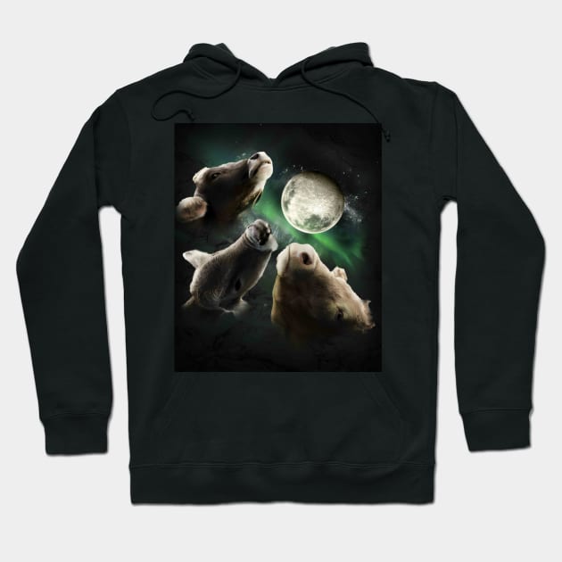 3 Cow Moon, Wolf Cows, Wolves Howling Hoodie by Random Galaxy